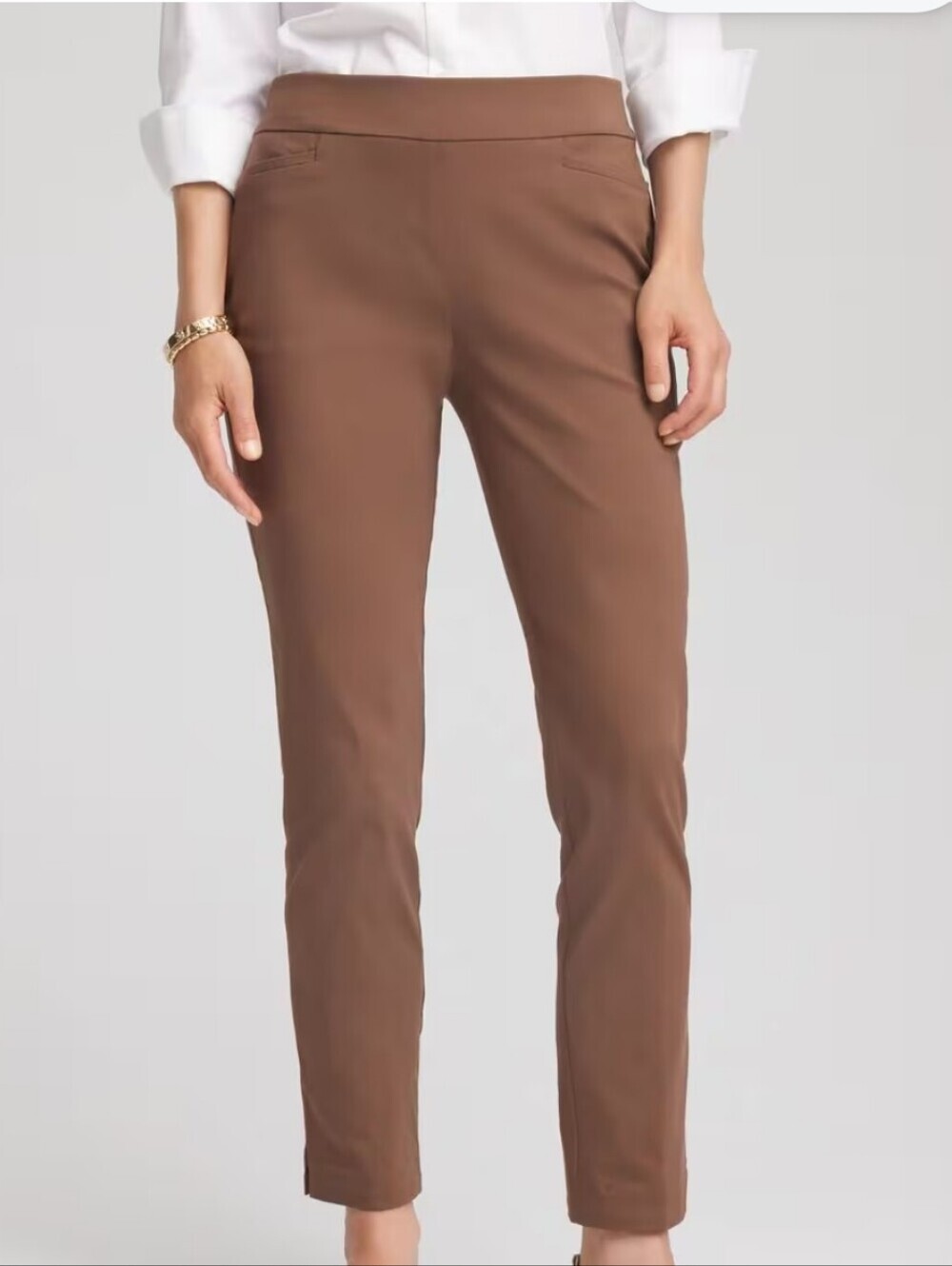 Cable & Gauge Pull On Stretch Straight Leg Brown Pants - Size 10 Great Condition